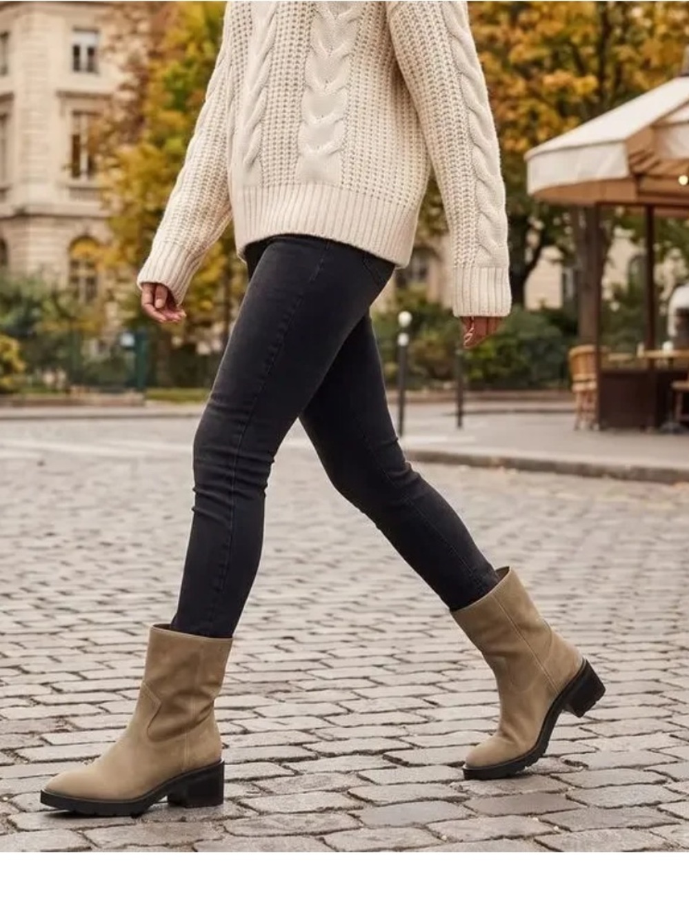 Stuart Weitzman Boulevard Taupe Suede Mid-Calf Heeled Fall Lug Sole Boots Size 6